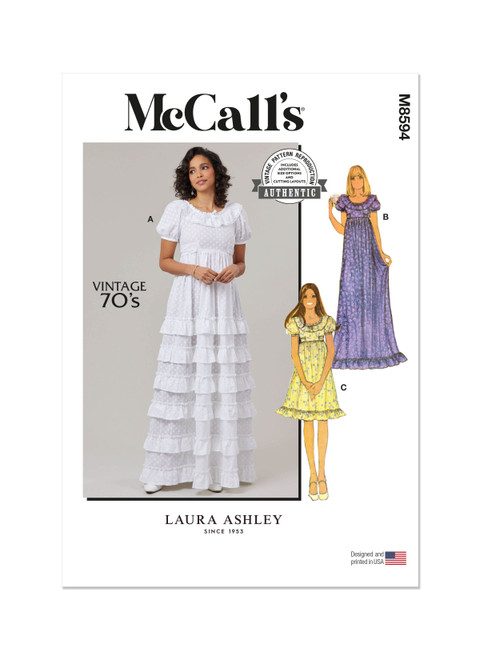 McCall's M8594 | McCall's Sewing Pattern 1970s Misses' Dress by Laura Ashley | Front of Envelope