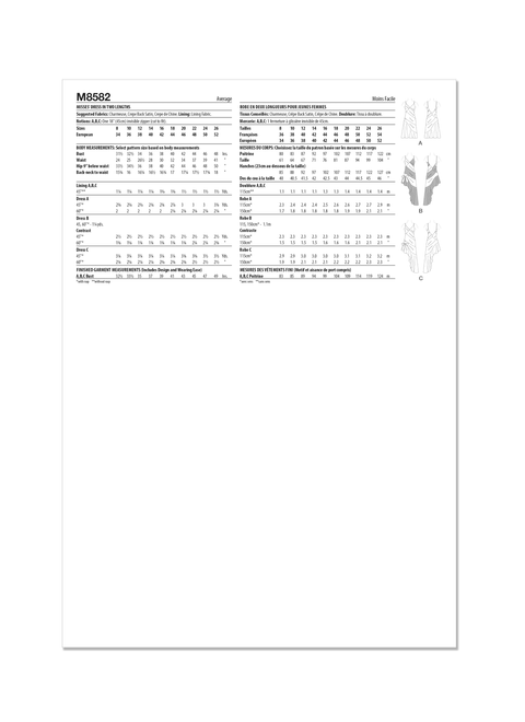 McCall's M8582 | McCall's Sewing Pattern Misses' Dress in Two Lengths | Back of Envelope